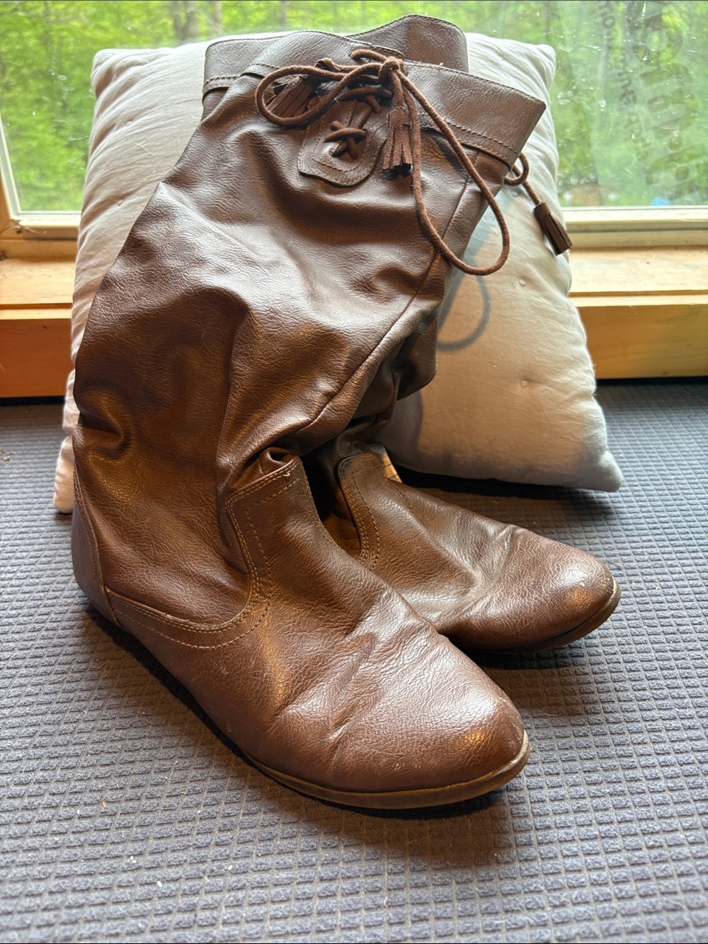 Faded Glory Brown Lace-Up Mid-Calf Boots 8.5
